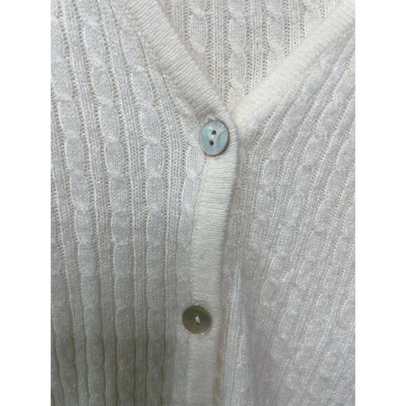 2 Piece Cardigan Sweater Set Long Sleeve T-Shirt Top Cream Knit Large Fisherman - Picture 4 of 15